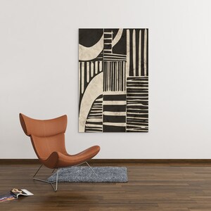Abstract Wall Art Print, Black and Beige Contemporary Printable Artwork, Mid Century Modern, Print Download, Minimal Decor, Large Art Print