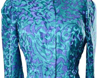 Adrianna Papell Purple & Green Silk Skirt Set Size 4