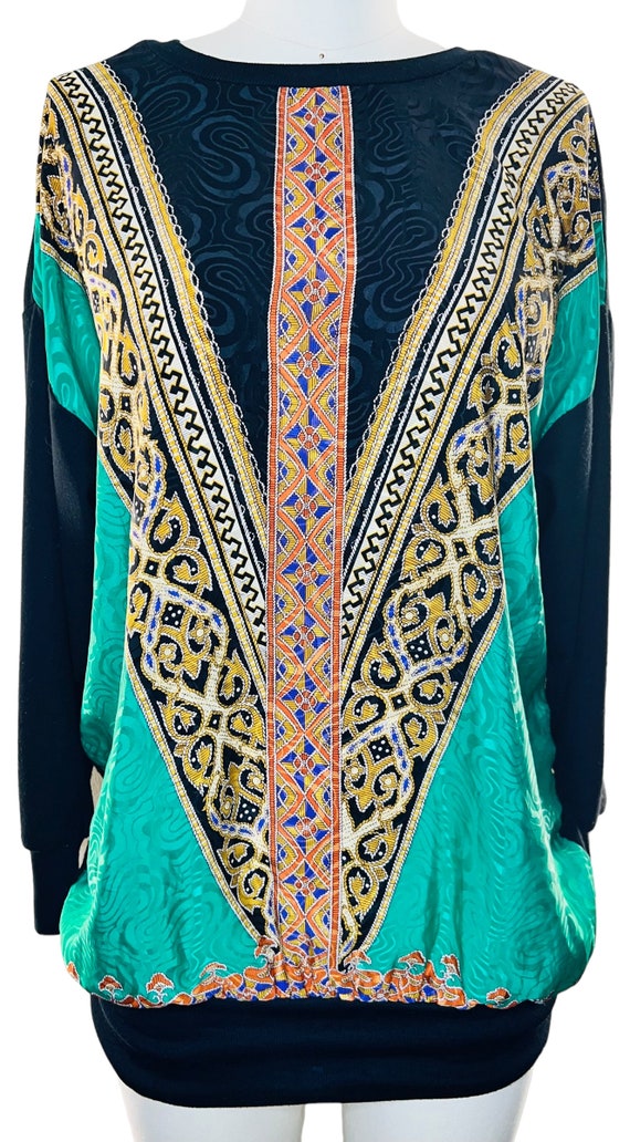 Toni Todd Long-sleeved Baroque Print Top Size Med… - image 1