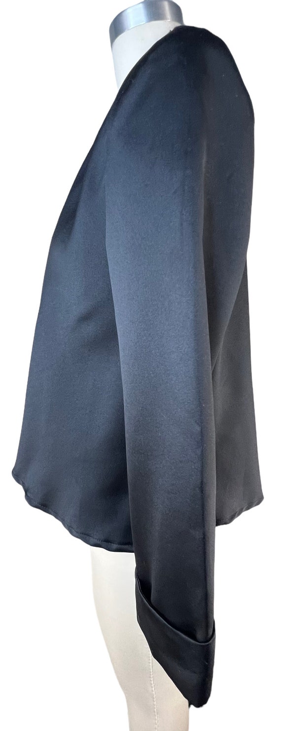 Soft Polyester Black Open Draping Collared Short … - image 4