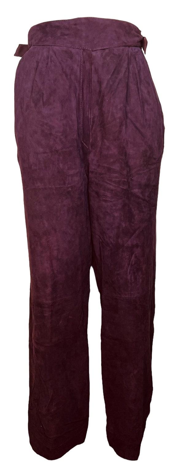 Umberto Ginochietti Plum Leather Suede Trousers Ad