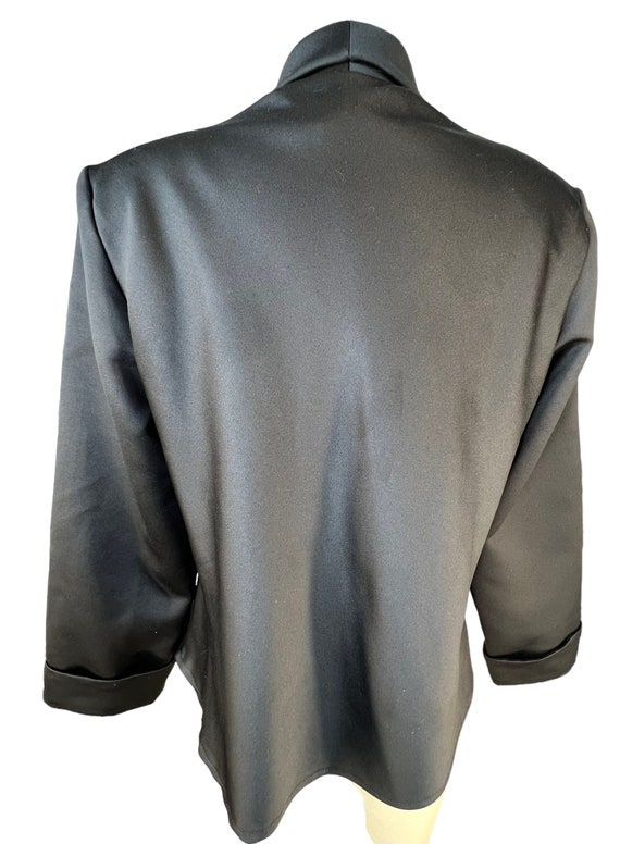 Soft Polyester Black Open Draping Collared Short … - image 2