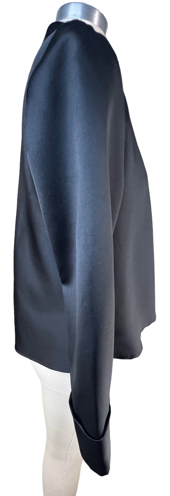 Soft Polyester Black Open Draping Collared Short … - image 3