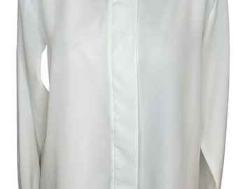 KB Lawrence By Crystal Kobe Womens Off White Blouse Pleated High Neck