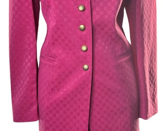 Louis Feraud Fuchsia Skirt Suit Gold Buttons