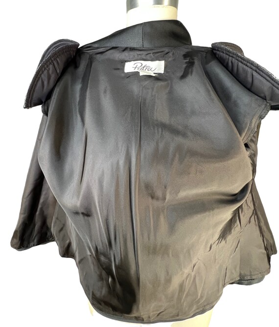 Soft Polyester Black Open Draping Collared Short … - image 6