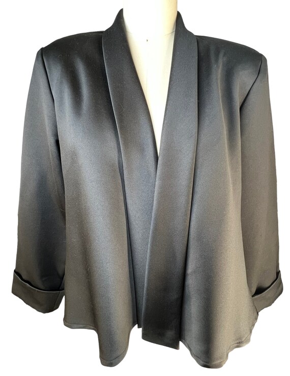 Soft Polyester Black Open Draping Collared Short … - image 1