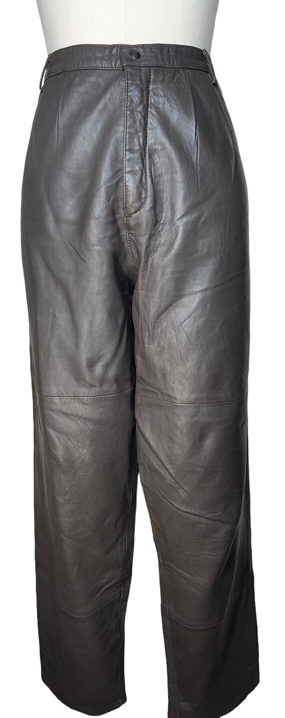 Comex Italian Soft Lambskin Brown Leather Trousers