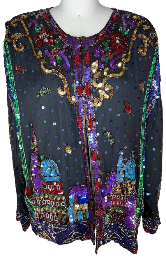 Together Silk Heavily Embellished Cardigan Sequin… - image 1