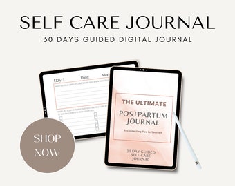Self Care Journal, Self Love Journal, Postpartum Journal, Motherhood Workbook, Self Care Workbook, Postpartum, self care planner, selfcare