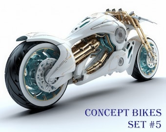 Original Exotic Concept Motorcycles Clip Art Designs HD PNG Image Bundle - T-Shirts, Branding, Tattoos, Posters Sublimation POD Motorbikes