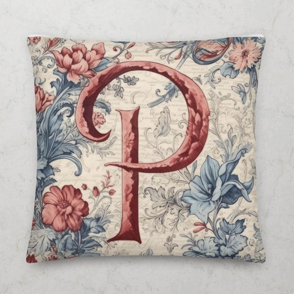 Toile de Jouy Pattern Premium Throw Pillow by French Designer Veronica Leroux | Ships From USA | Blue Rouge | Pillows Princess Haute Couture