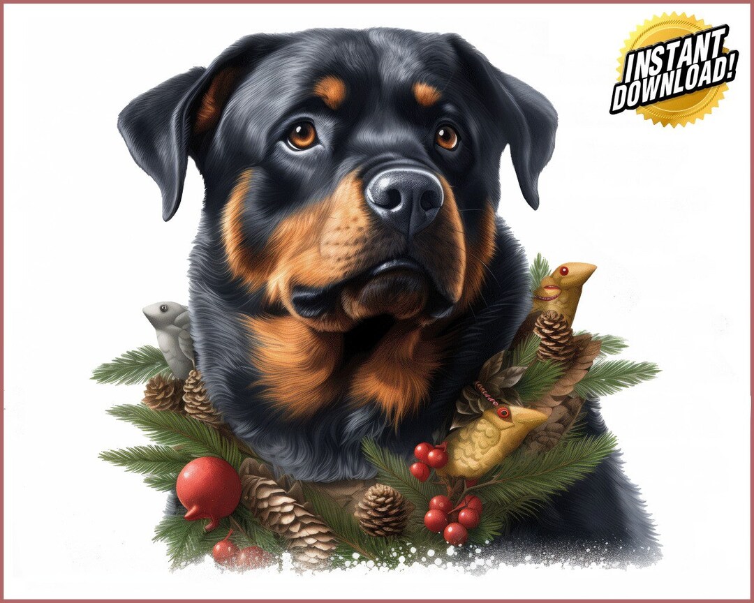 Rottweilers Christmas Dogs PNG Bundle Instant Digital Download HD Clip