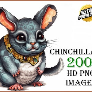 200+ Original Cute Chinchillas Clip Art Designs HD PNG Image Bundle - Perfect For T-Shirts, Branding, Tattoos, Greeting Cards Sublimation