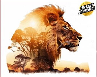 African Savannah  HD PNG Art Bundle | Original Arts Collection, Commercial License POD | Lions, Zebras, Giraffes, Elephants Ultra Detailed