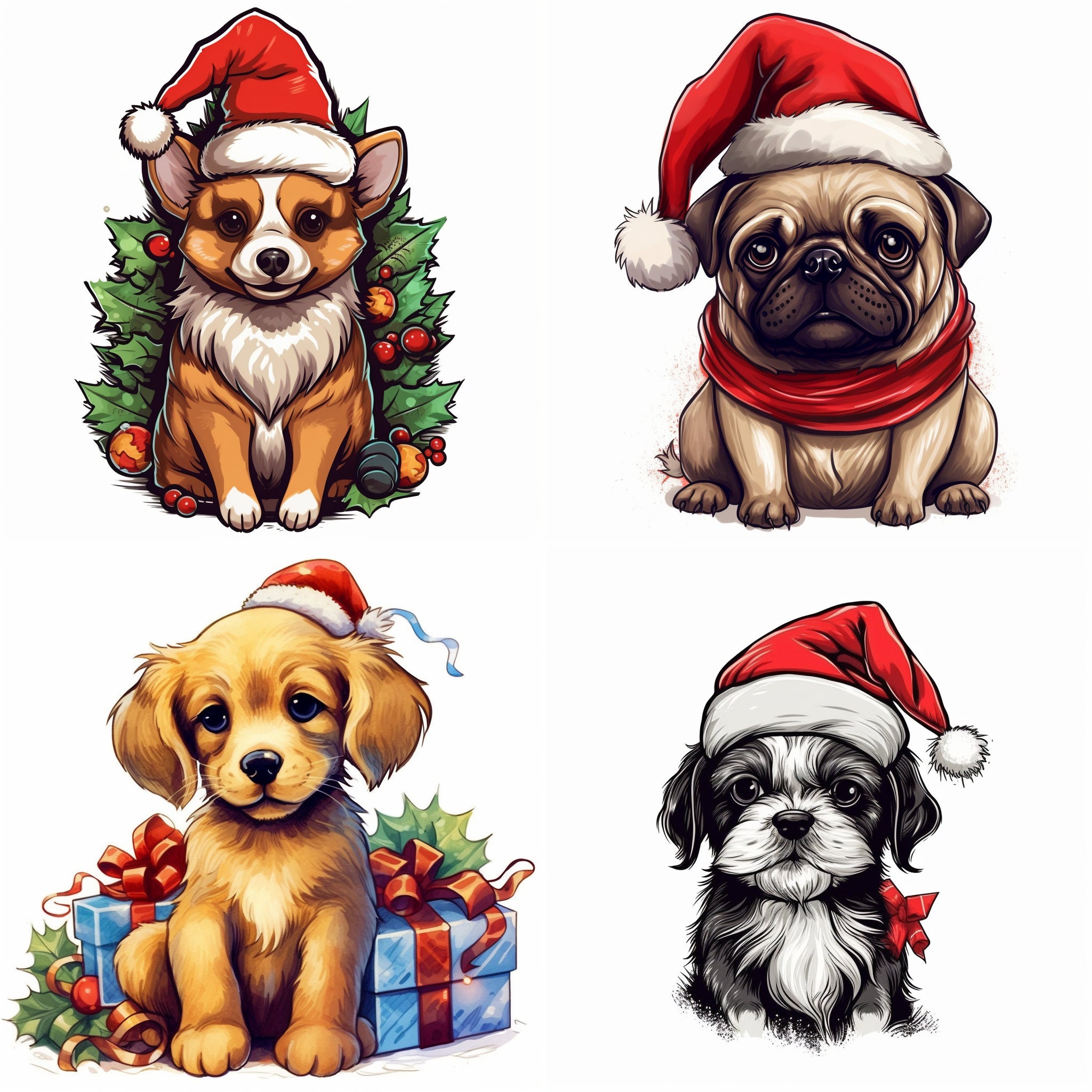 200 Christmas Dogs PNG Bundle. | Instant Digital Download | HD Clip Art ...