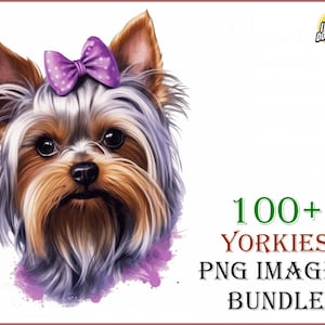 150 Yorkshire Terrier Dog Clip Art Designs in HD PNG Image Bundle, For T-Shirts, Branding, and More Yorkies Sublimation PNGs Set