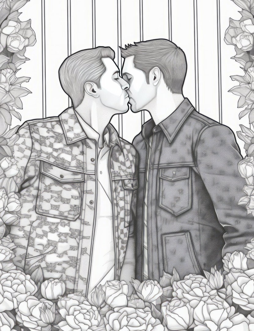 Gay Pride | Premium Coloring Page | Printable Adult Fantasy Queer Art ...