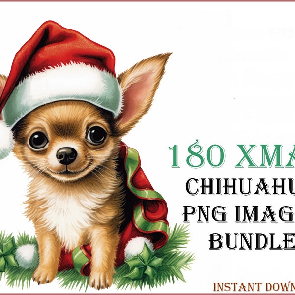 180 Christmas Chihuahua HD PNG Art Bundle for Dog Lovers! Adorable Cute Chihuahuas Original Arts Collection, Includes Commercial License POD