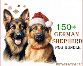150+ Original Colorful German Shepherds Dogs Clip Art Designs HD PNG Image Bundle - T-Shirts, Branding, Tattoos, Greeting Cards Sublimation