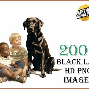 200+ Original Black Labs Dogs Clip Art Designs HD PNG Image Bundle - Perfect For T-Shirts, Branding, Tattoos, Greeting Cards Sublimation