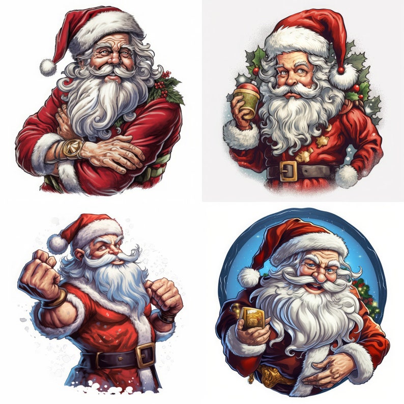 Christmas Season 100+ Santa Claus PNG Images Bundle. | Instant Digital ...