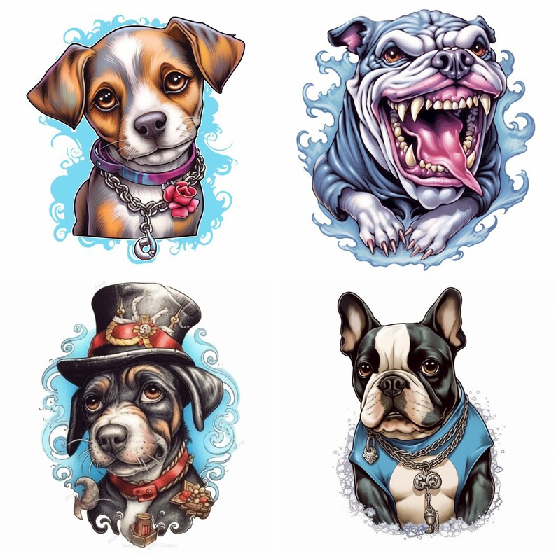 200 Original Cute Colorful Dogs Clip Art Designs HD PNG Image Bundle ...