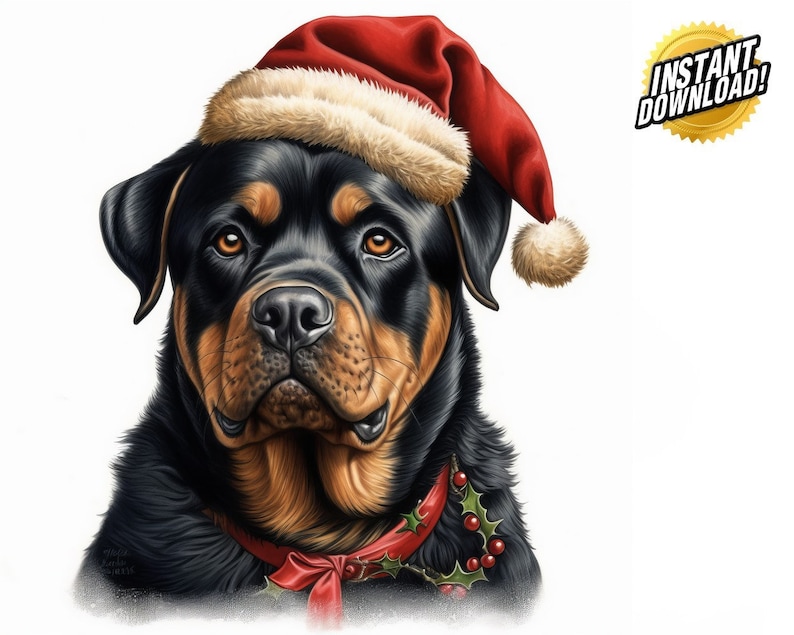 Unleash the Holiday Spirit Rottweilers Christmas Dogs PNG Bundle 