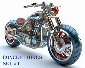 Original Exotic Concept Motorcycles Clip Art Designs HD PNG Image Bundle - T-Shirts, Branding, Tattoos, Posters Sublimation POD Bikes