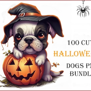 100 Original Colorful Halloween Dogs Clip Art Designs HD PNG Image Bundle - For T-Shirts, Branding, Tattoos, Greeting Cards Sublimation