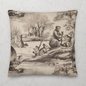 Toile de Jouy Pattern Premium Throw Pillow by French Designer Veronica Leroux | Pillows Princess Haute Couture