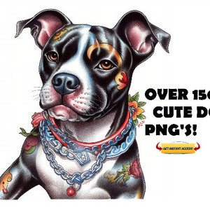 150+ Original Cute Colorful Dogs Clip Art Designs HD PNG Image Bundle - Perfect For T-Shirts, Branding, Tattoos, Greeting Cards Sublimation