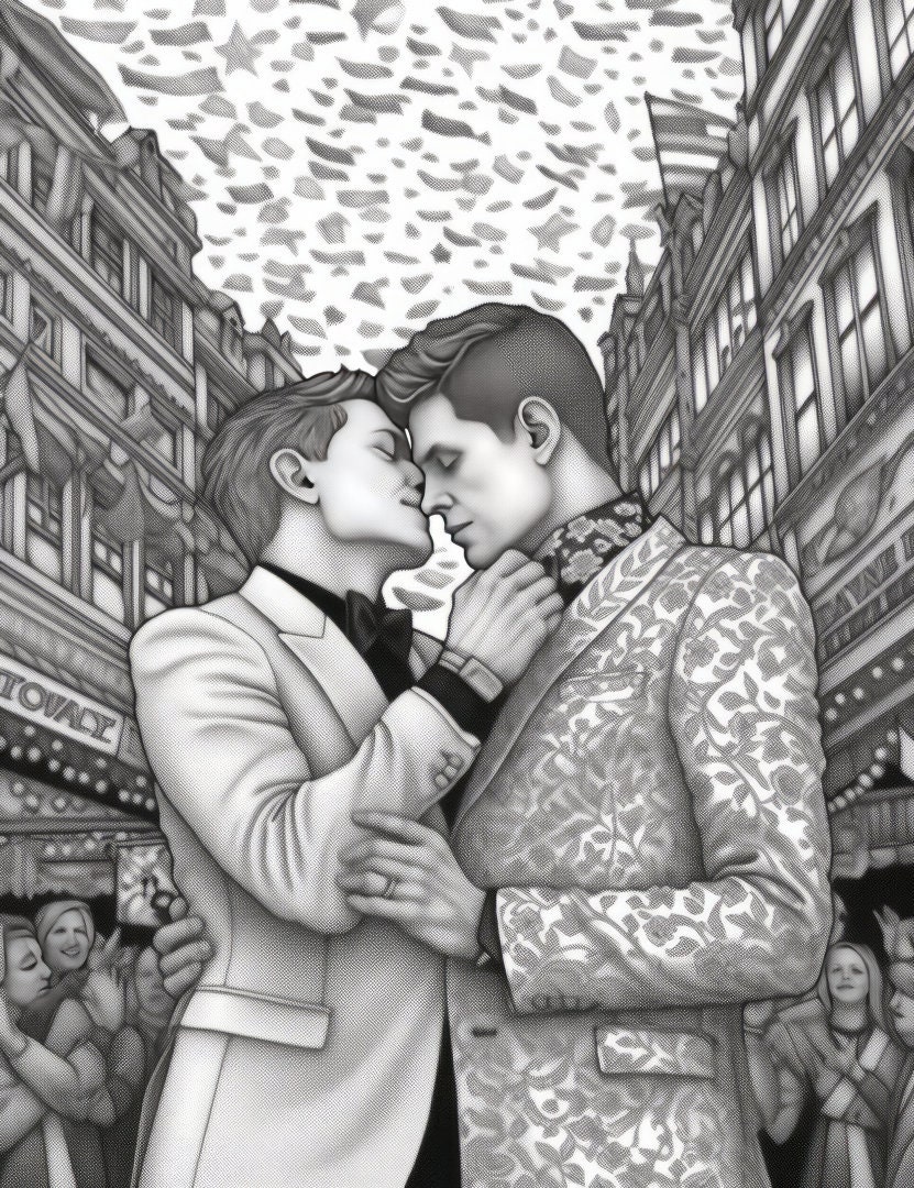 Gay Pride Premium Coloring Page Printable Adult Fantasy Queer Art ...