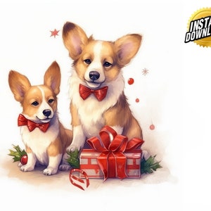 Unleash the Holiday Spirit | Welsh Corgis Christmas Dogs PNG Bundle. | Instant Digital Download | HD Clip Art Bundle Tshirt Graphics