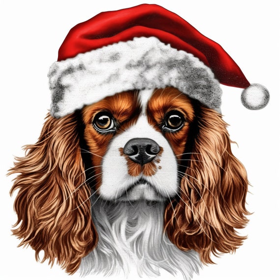 Cavalier King Charles Spaniel Christmas Dogs PNG Bundle. Instant