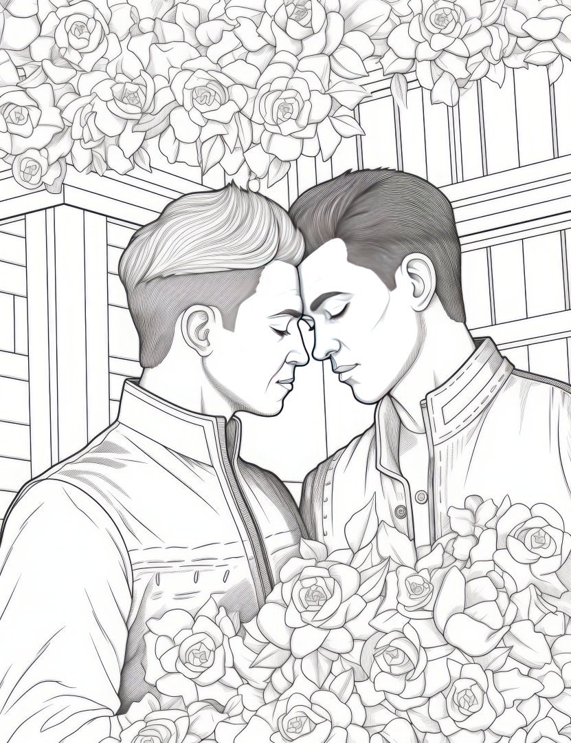 Gay Pride | Premium Coloring Page | Printable Adult Fantasy Queer Art ...