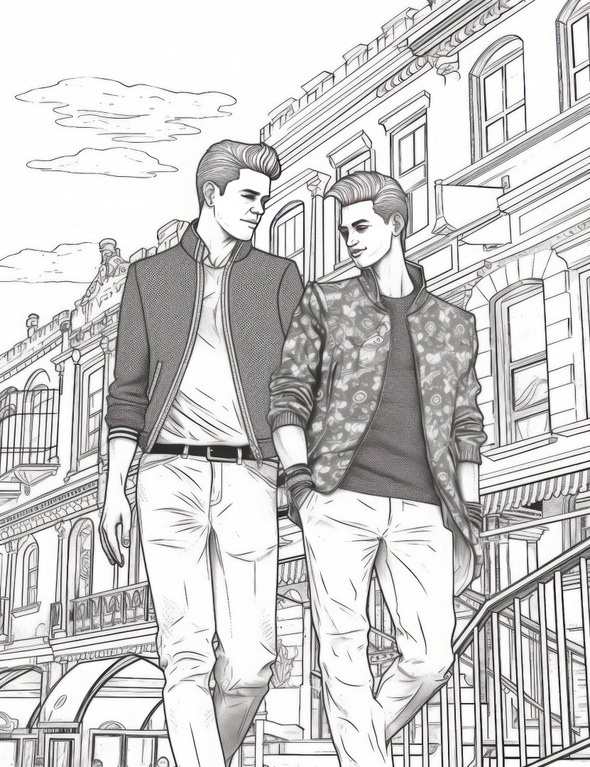 Gay Pride Premium Coloring Page Printable Adult Fantasy Queer Art ...