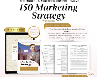Manuale di strategia di marketing da 156 pagine, piano aziendale per piccole imprese (modello Canva) (download digitale)