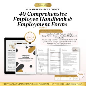 40 Comprehensive Employee Handbook & Employment Forms Bundle Editable Template
