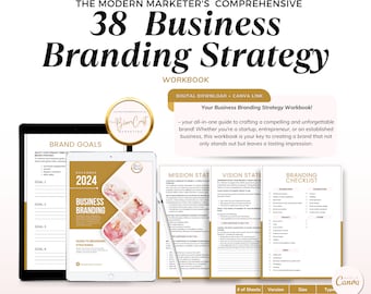 Quaderno di esercizi sulla strategia di branding da 38 pagine: guida completa e modelli modificabili Canva inclusi!