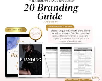 Ultimate 20-Page Branding Guide Workbook with Canva Templates for Crafting Your Unique Brand Identity