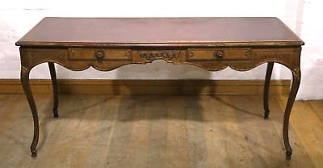 Antique Carved French Library Table Large Desk Long Etsy