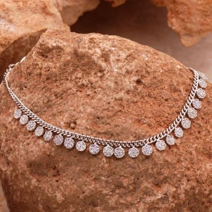 Zircon Embellished Rodyum Silver Bangle: 925 Sterling Silver with White Gold Plating, 21.5cm image 2
