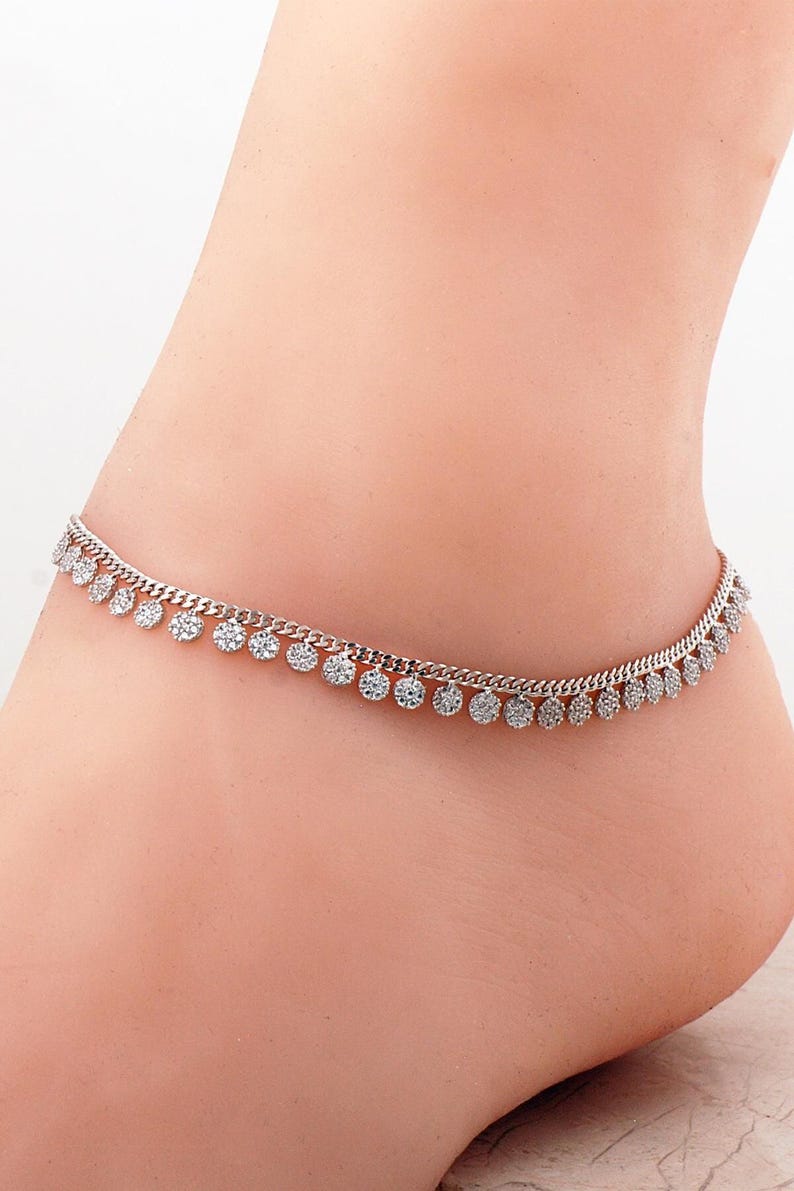 Zircon Embellished Rodyum Silver Bangle: 925 Sterling Silver with White Gold Plating, 21.5cm image 1