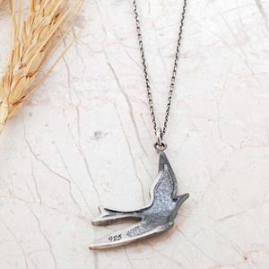 Antique Silver Dove Pendant Necklace, 50cm Chain image 2