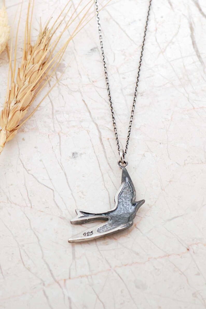 Antique Silver Dove Pendant Necklace, 50cm Chain image 2