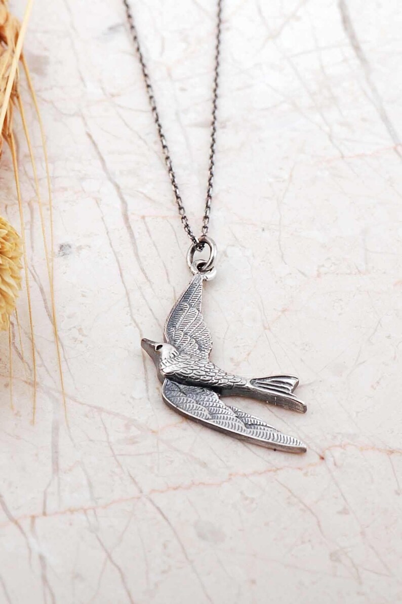 Antique Silver Dove Pendant Necklace, 50cm Chain image 3
