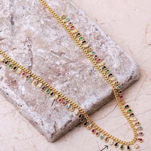 Sapphire Mixed Stone Choker: Gold Plated 925 Sterling Silver with Onyx and Zircon image 2