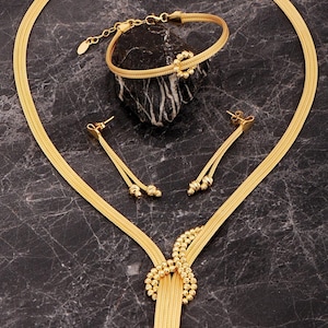 Midyat Woven Mesh Jewelry Set: 22K Gold Plated 925 Sterling Silver image 1