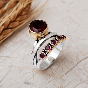 Natural Stone Ring: 925 Sterling Silver with Quartz, Ruby, Amethyst, Emerald, Onyx image 4